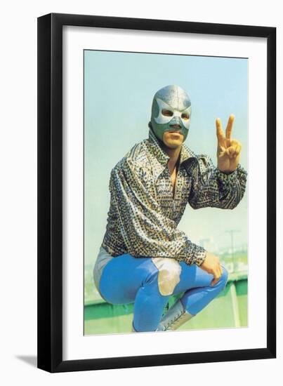 Mexican Wrestler in Lounge Singer Shirt-null-Framed Art Print