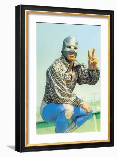 Mexican Wrestler in Lounge Singer Shirt-null-Framed Art Print