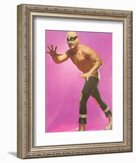 Mexican Wrestler Ready for Take-Down-null-Framed Art Print