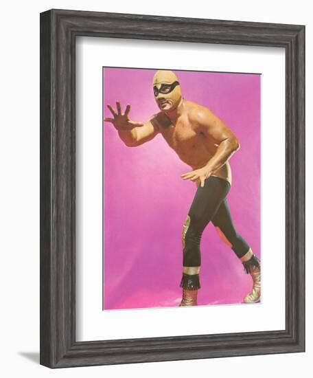 Mexican Wrestler Ready for Take-Down-null-Framed Art Print