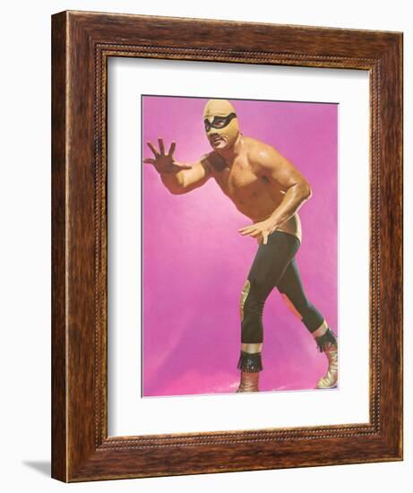 Mexican Wrestler Ready for Take-Down--Framed Art Print