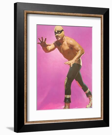 Mexican Wrestler Ready for Take-Down--Framed Art Print