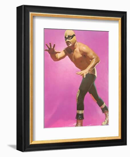 Mexican Wrestler Ready for Take-Down-null-Framed Art Print