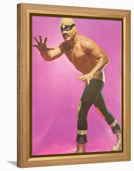 Mexican Wrestler Ready for Take-Down-null-Framed Stretched Canvas