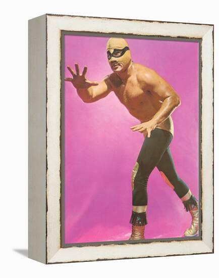 Mexican Wrestler Ready for Take-Down-null-Framed Stretched Canvas