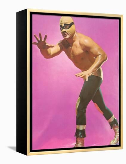 Mexican Wrestler Ready for Take-Down-null-Framed Stretched Canvas