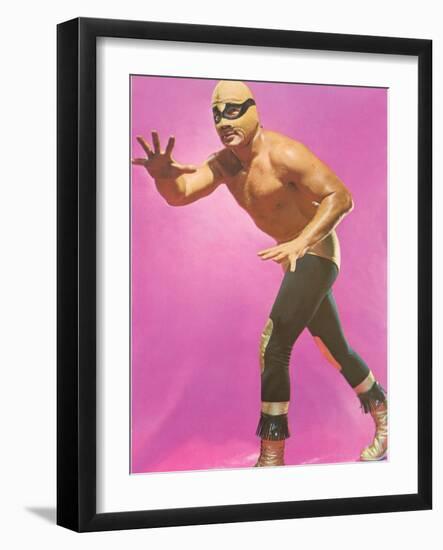 Mexican Wrestler Ready for Take-Down-null-Framed Art Print