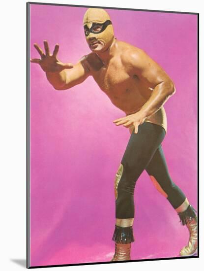 Mexican Wrestler Ready for Take-Down-null-Mounted Art Print