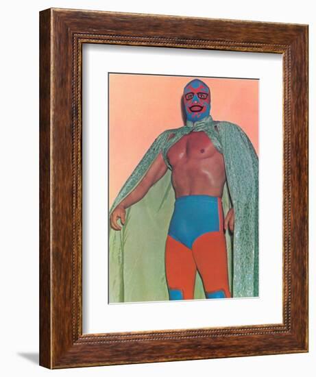 Mexican Wrestler with Thunderbird Motif-null-Framed Art Print