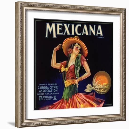 Mexicana Brand - Canoga Park, California - Citrus Crate Label-Lantern Press-Framed Art Print