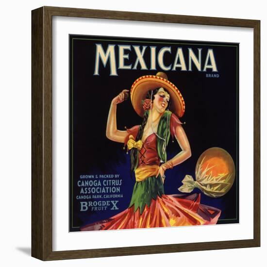 Mexicana Brand - Canoga Park, California - Citrus Crate Label-Lantern Press-Framed Art Print
