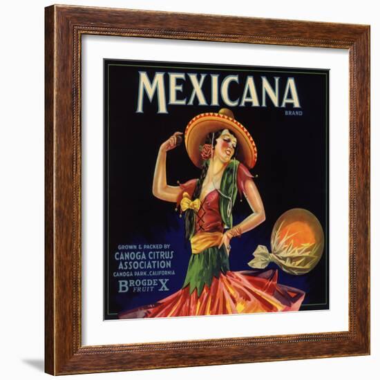 Mexicana Brand - Canoga Park, California - Citrus Crate Label-Lantern Press-Framed Art Print