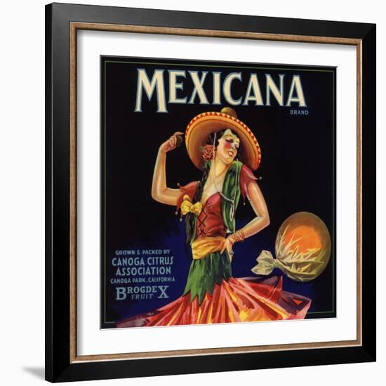 Mexicana Brand - Canoga Park, California - Citrus Crate Label-Lantern Press-Framed Art Print