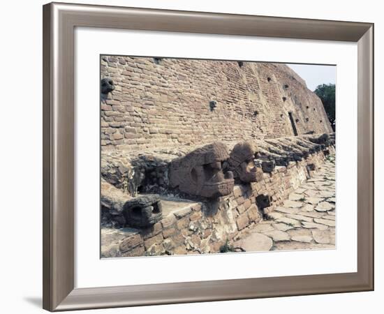 Mexico, Aztec Civilization, Wall with Snake Head from Tenayuca Archaeological Site-null-Framed Giclee Print