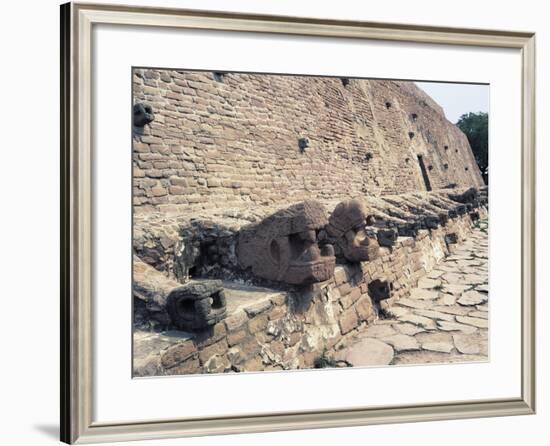 Mexico, Aztec Civilization, Wall with Snake Head from Tenayuca Archaeological Site-null-Framed Giclee Print