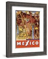 Mexico - Aztec Indians - Detail from Mural - National Palace (Palacio Nacional) - Mexico City-Diego Rivera-Framed Art Print