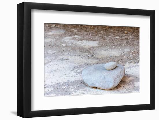 Mexico, Baja California Sur, Sierra de San Francisco. A grinding tool (matate) in Cueva Fleche.-Fredrik Norrsell-Framed Photographic Print