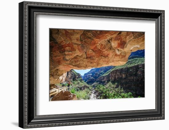 Mexico, Baja California Sur, Sierra de San Francisco. Rock art pictograph in Cueva Pintada.-Fredrik Norrsell-Framed Photographic Print