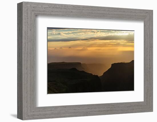 Mexico, Baja California Sur, Sierra de San Francisco. Sunset over desert canyon.-Fredrik Norrsell-Framed Photographic Print