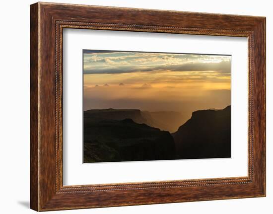 Mexico, Baja California Sur, Sierra de San Francisco. Sunset over desert canyon.-Fredrik Norrsell-Framed Photographic Print