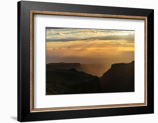 Mexico, Baja California Sur, Sierra de San Francisco. Sunset over desert canyon.-Fredrik Norrsell-Framed Photographic Print