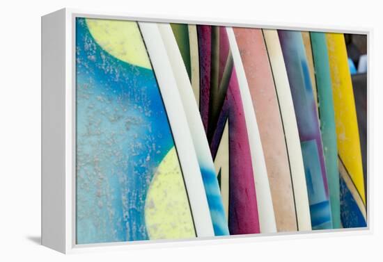 Mexico, Baja California Sur, Todos Santos, Cerritos Beach. Surfboards.-Merrill Images-Framed Premier Image Canvas