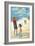 Mexico Beach, Florida - Kite Flyers and Beach-Lantern Press-Framed Art Print