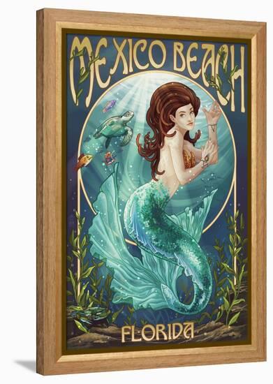 Mexico Beach, Florida - Mermaid-Lantern Press-Framed Stretched Canvas