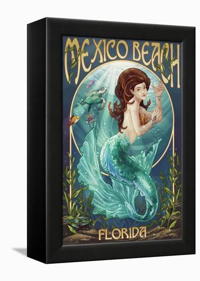 Mexico Beach, Florida - Mermaid-Lantern Press-Framed Stretched Canvas