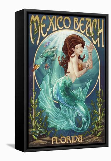 Mexico Beach, Florida - Mermaid-Lantern Press-Framed Stretched Canvas