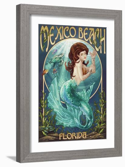 Mexico Beach, Florida - Mermaid-Lantern Press-Framed Art Print