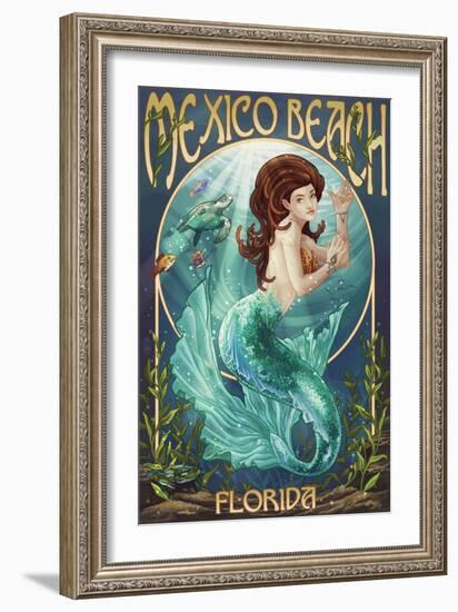 Mexico Beach, Florida - Mermaid-Lantern Press-Framed Premium Giclee Print