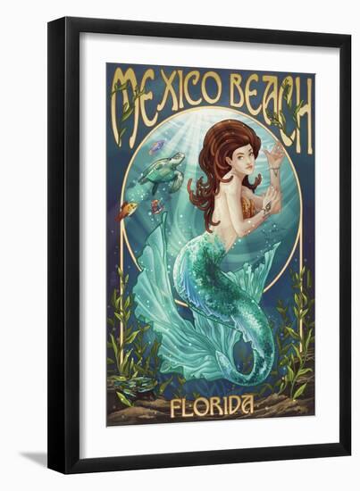 Mexico Beach, Florida - Mermaid-Lantern Press-Framed Premium Giclee Print
