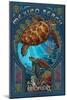Mexico Beach, Florida - Sea Turtle Art Nouveau-Lantern Press-Mounted Art Print