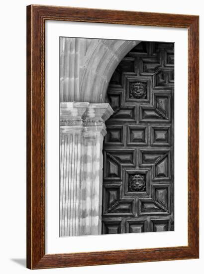 Mexico, Black and White Image of Carved Church Dorr, Guanajuato, Mexico-Judith Zimmerman-Framed Photographic Print