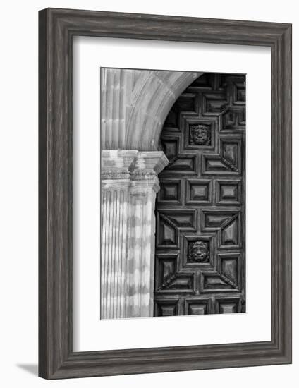 Mexico, Black and White Image of Carved Church Dorr, Guanajuato, Mexico-Judith Zimmerman-Framed Photographic Print