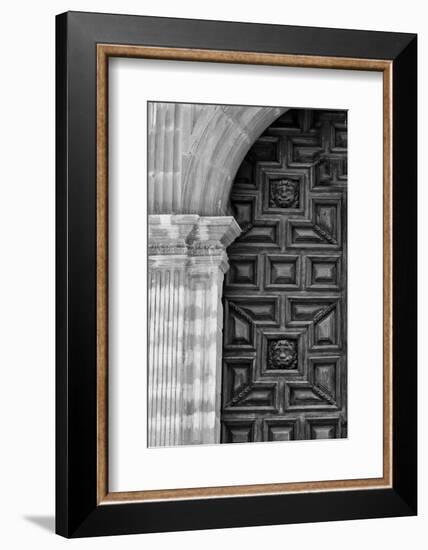 Mexico, Black and White Image of Carved Church Dorr, Guanajuato, Mexico-Judith Zimmerman-Framed Photographic Print