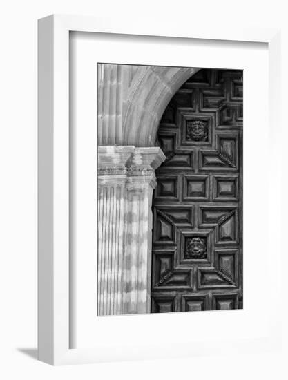 Mexico, Black and White Image of Carved Church Dorr, Guanajuato, Mexico-Judith Zimmerman-Framed Photographic Print