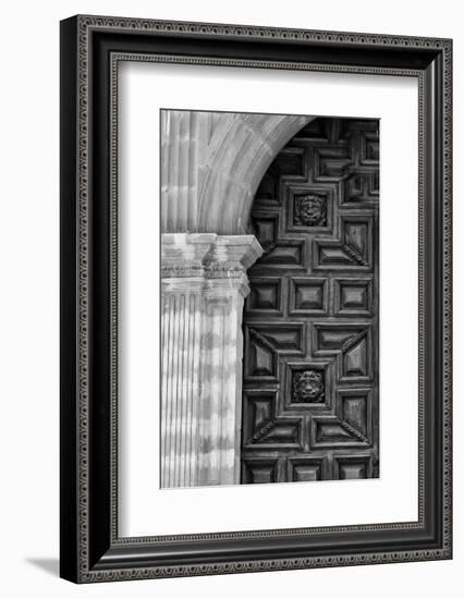 Mexico, Black and White Image of Carved Church Dorr, Guanajuato, Mexico-Judith Zimmerman-Framed Photographic Print