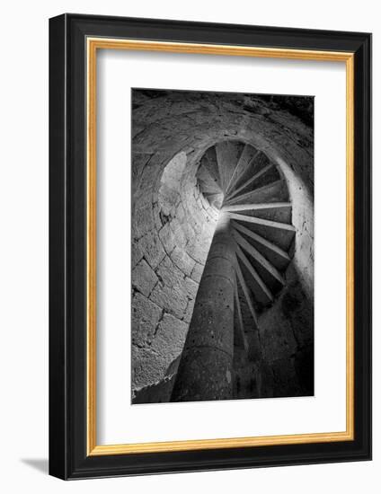 Mexico, Black and White Image of Circular Stone Staircase in Mission De San Francisco San Borja-Judith Zimmerman-Framed Photographic Print