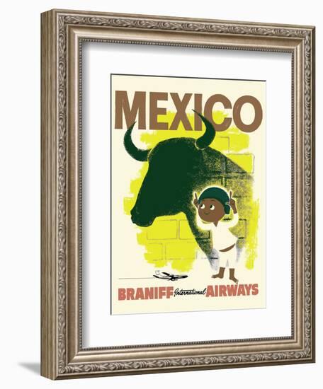 Mexico - Bull and Boy Matador - Braniff International Airways-null-Framed Art Print