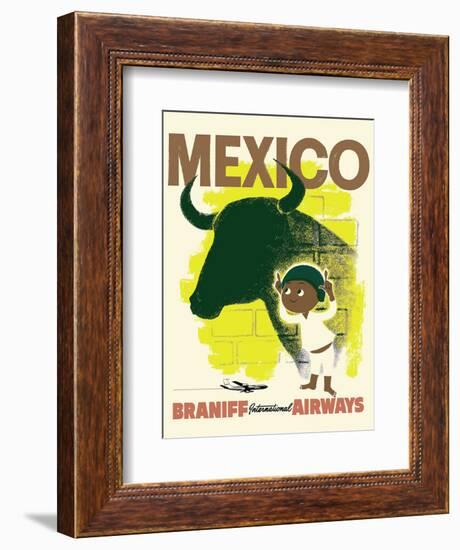 Mexico - Bull and Boy Matador - Braniff International Airways-null-Framed Art Print