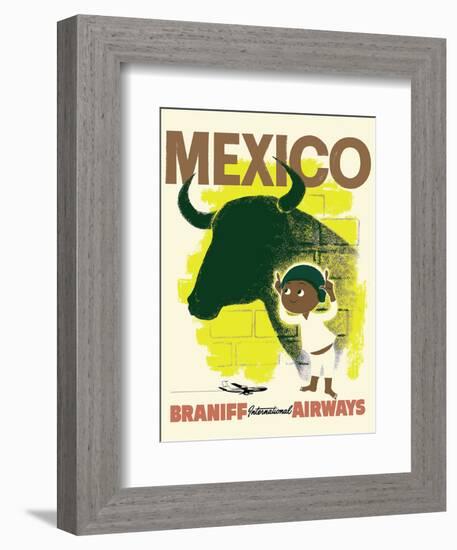 Mexico - Bull and Boy Matador - Braniff International Airways-null-Framed Art Print