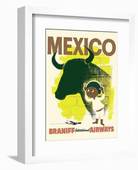 Mexico - Bull and Boy Matador - Braniff International Airways-null-Framed Art Print