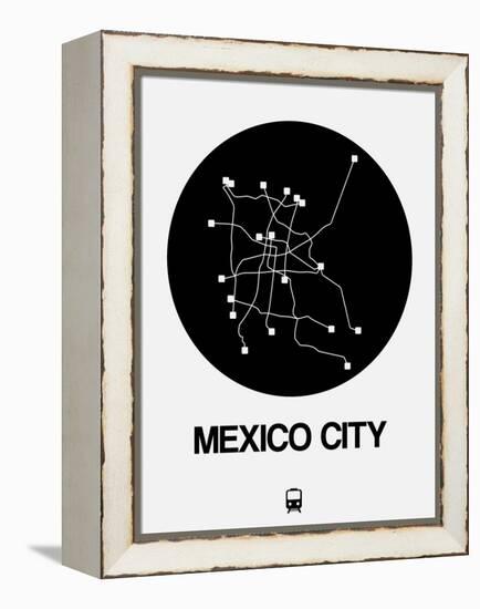 Mexico City Black Subway Map-NaxArt-Framed Stretched Canvas