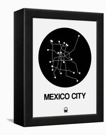 Mexico City Black Subway Map-NaxArt-Framed Stretched Canvas