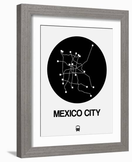 Mexico City Black Subway Map-NaxArt-Framed Art Print