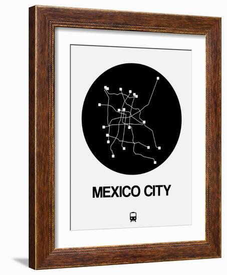 Mexico City Black Subway Map-NaxArt-Framed Art Print