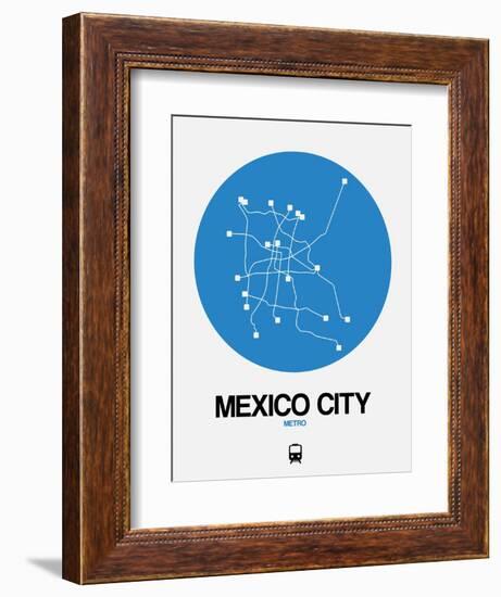 Mexico City Blue Subway Map-NaxArt-Framed Art Print