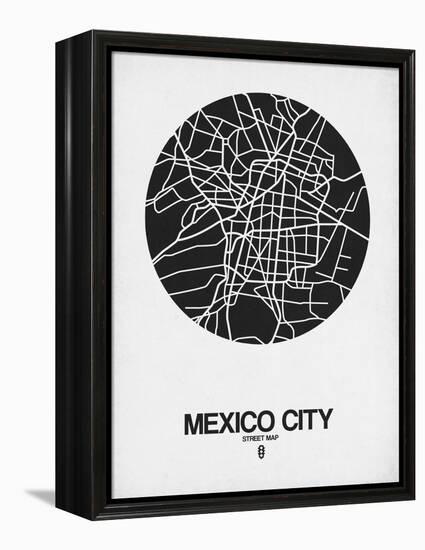 Mexico City Street Map Black on White-NaxArt-Framed Stretched Canvas